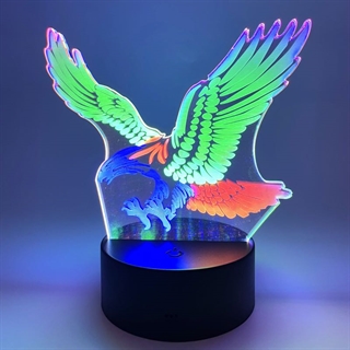 Ørn 3D lampe med multifarvet lys med fjernbetjening - Dæmpbar 